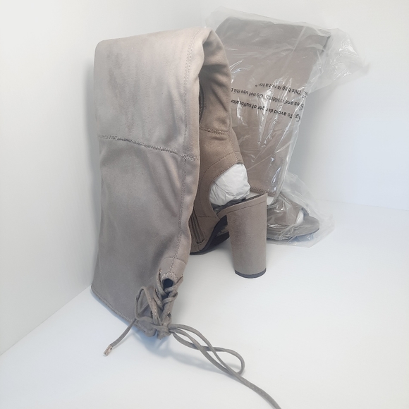 SALE ‼️ Over Knee Open Toes Faux Suede Boots NEW - Picture 9 of 16